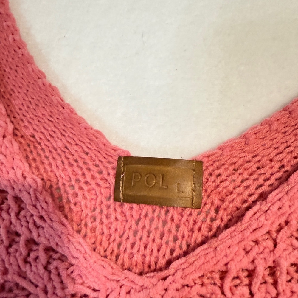POL Women's V-Neck Sweater in Pink - Picture 3 of 4